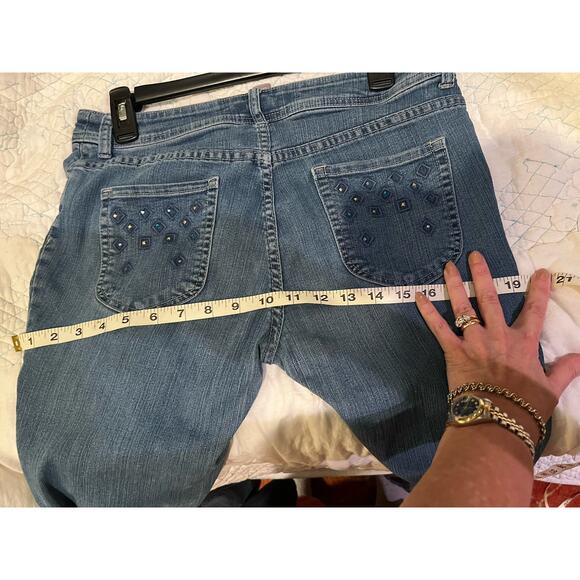 Chico’s Jeans Women’s 0.5P Straight Leg Mid Rise Diamond Blue Denim Petite - Picture 9 of 9